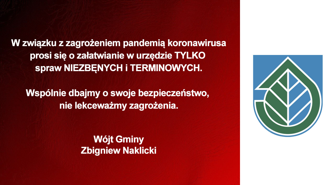 Informacja dotycząca obsługi klientów w Urzędzie Gminy Susiec